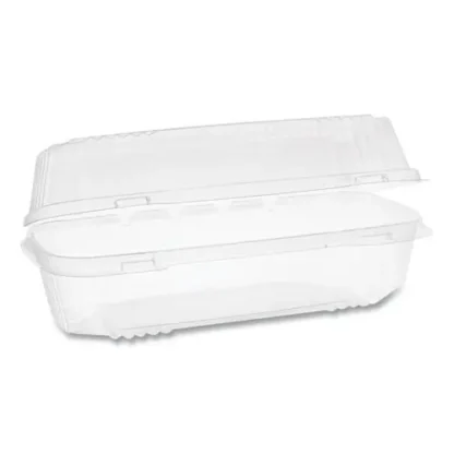 Pactiv Evergreen ClearView SmartLock Hinged Lid Hoagie Container, 27 oz, Clear, Plastic, 250/Carton