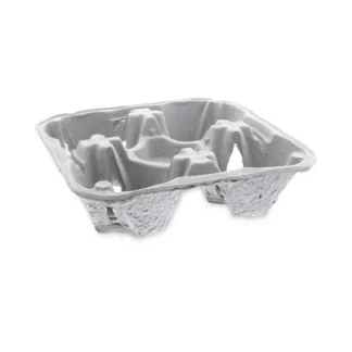 Pactiv Evergreen EarthChoice Carry-Safe Beverage Carrier with Tray, Natural, 300/Carton