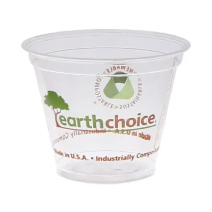 Pactiv Evergreen EarthChoice Compostable Cold Cup, 9 oz, Plastic, Clear/Printed, 975/Carton