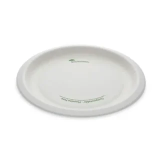 Pactiv Evergreen EarthChoice Pressware Compostable Dinnerware, Plate, Paper, 10" dia, White, 300/Carton