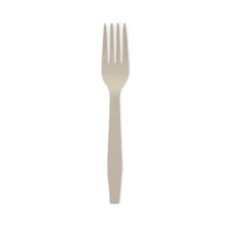 Pactiv Evergreen EarthChoice PSM Cutlery Heavyweight Fork, Plastic, Tan