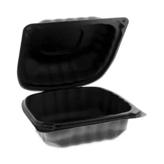 Pactiv Evergreen EarthChoice SmartLock Microwavable MFPP Hinged Lid Container, Black, 5.75" x 5.95" x 3.1", Plastic, 400/Carton