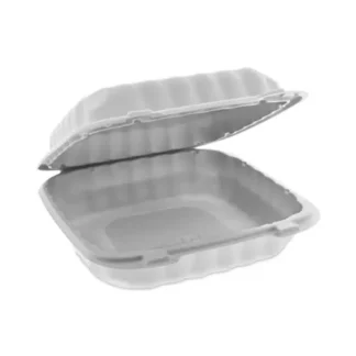 Pactiv Evergreen EarthChoice SmartLock Microwavable MFPP Hinged Lid Container, White, Plastic, 200/Carton