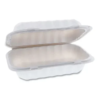 Pactiv Evergreen EarthChoice SmartLock Microwavable MFPP Hinged Lid Container, 9 x 6 x 3, White, Plastic