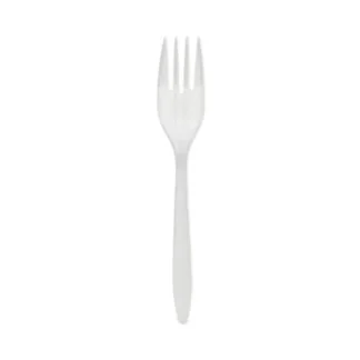 Pactiv Evergreen Fieldware Cutlery, Mediumweight Fork, Plastic, White, 1,000/Carton