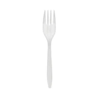 Pactiv Evergreen Fieldware Cutlery, Mediumweight Fork, Plastic, White, 1,000/Carton