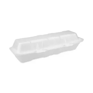Pactiv Evergreen Foam Hinged Lid Containers, Dual Tab Lock Hoagie, White, 250/Carton