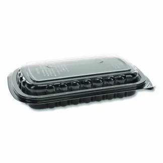 Pactiv Evergreen MealMaster Rib Container, Black/Clear, Plastic, 90/Carton