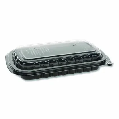 Pactiv Evergreen MealMaster Rib Container, Black/Clear, Plastic, 90/Carton