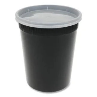Pactiv Evergreen Newspring DELItainer Microwavable Container, 32 oz, Black/Clear, Plastic, 240/Carton
