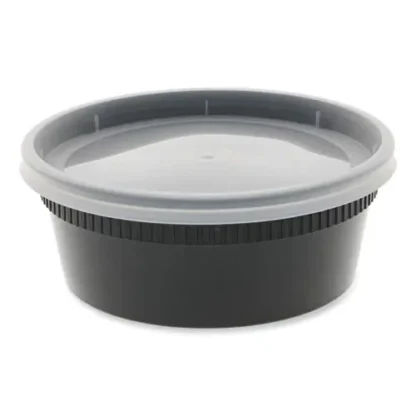 Pactiv Evergreen Newspring DELItainer Microwavable Container, 8 oz, Black/Clear, Plastic