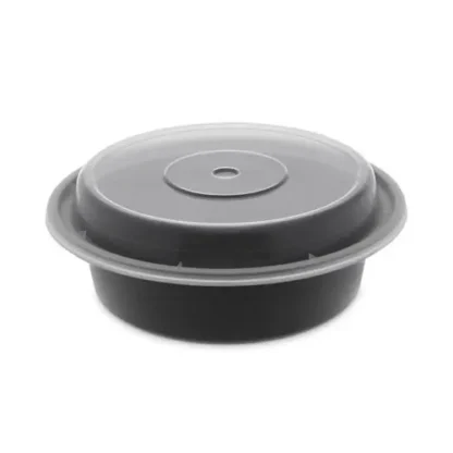 Pactiv Evergreen Newspring VERSAtainer Microwavable Containers, 16 oz, 6" Diameter, Black/Clear, Plastic, 150/Carton
