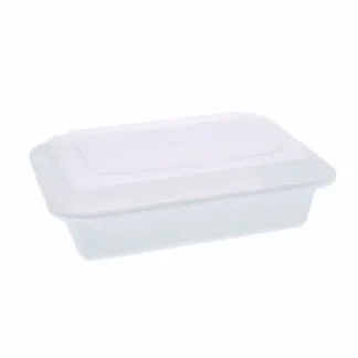 Pactiv Evergreen Newspring VERSAtainer Microwavable Food Containers with Lids, 38 oz, White/Clear, Plastic, 150/Carton