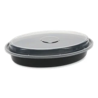 Pactiv Evergreen Newspring VERSAtainer Microwavable Containers, 24 oz, Black/Clear, Plastic, 150/Carton