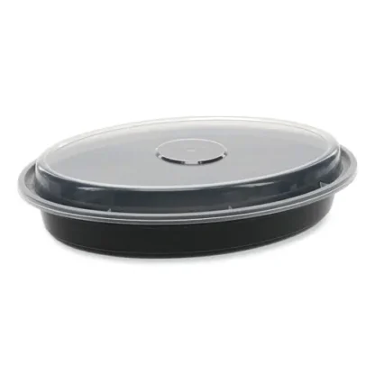 Pactiv Evergreen Newspring VERSAtainer Microwavable Containers, 24 oz, Black/Clear, Plastic, 150/Carton