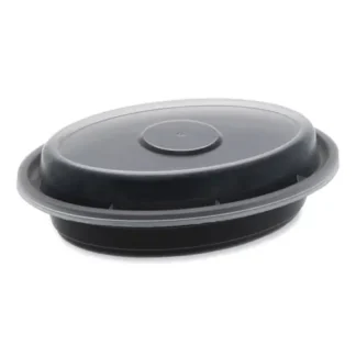 Pactiv Evergreen Newspring VERSAtainer Microwavable Containers, Oval, 6 oz, Black/Clear, Plastic, 150/Carton
