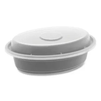 Pactiv Evergreen Newspring VERSAtainer Microwavable Containers, Oval, 8 oz, Black/Clear, Plastic, 150/Carton