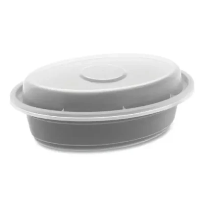 Pactiv Evergreen Newspring VERSAtainer Microwavable Containers, Oval, 8 oz, Black/Clear, Plastic, 150/Carton
