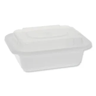 Pactiv Evergreen Newspring VERSAtainer Microwavable Containers, Rectangular, 12 oz, White/Clear, Plastic, 150/Carton