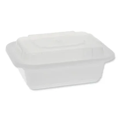 Pactiv Evergreen Newspring VERSAtainer Microwavable Containers, Rectangular, 12 oz, White/Clear, Plastic, 150/Carton