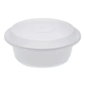 Pactiv Evergreen Newspring VERSAtainer Microwavable Containers, Round, 32 oz, White/Clear, Plastic, 150/Carton