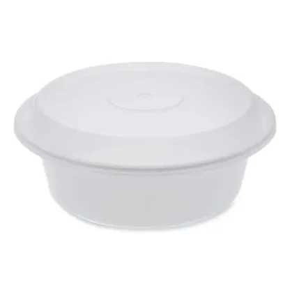 Pactiv Evergreen Newspring VERSAtainer Microwavable Containers, Round, 32 oz, White/Clear, Plastic, 150/Carton