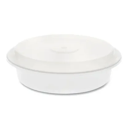 Pactiv Evergreen Newspring VERSAtainer Microwavable Containers, Round, 35 oz, White/Clear, 150/Carton