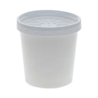 Pactiv Evergreen Paper Round Food Container and Lid Combo, 16 oz, White, 250/Carton