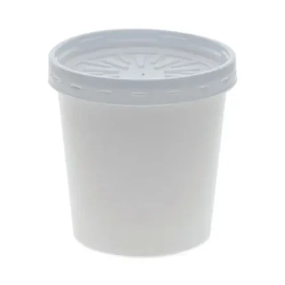 Pactiv Evergreen Paper Round Food Container and Lid Combo, 16 oz, White, 250/Carton