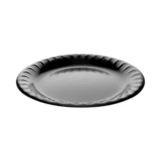 Pactiv Evergreen Placesetter Deluxe Laminated Foam Dinnerware, Plate, 9" dia, Black, 500/Carton
