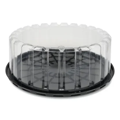 Pactiv Evergreen Plastic Cake Container, Shallow 9" Cake Container, 90/Carton, Clear/Black