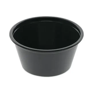 Pactiv Evergreen Plastic Portion Cup, 2 oz, Black, 200/Bag, 12 Bags/Carton