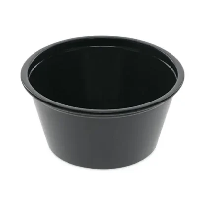 Pactiv Evergreen Plastic Portion Cup, 2 oz, Black, 200/Bag, 12 Bags/Carton