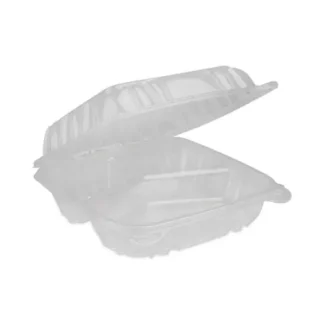 Pactiv Evergreen SENSATION SmartLock Hinged Lid Container, 3 Compartments, Clear Plastic, 200/Carton
