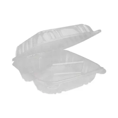 Pactiv Evergreen SENSATION SmartLock Hinged Lid Container, 3 Compartments, Clear Plastic, 200/Carton