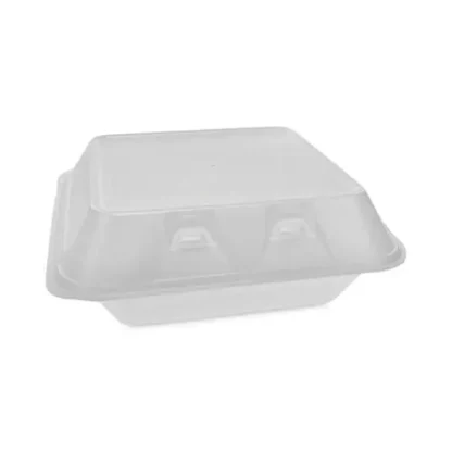 Pactiv Evergreen SmartLock Foam Hinged Lid Container, Medium, 3 Compartments, 8 x 8.5 x 3, White, 150/Carton
