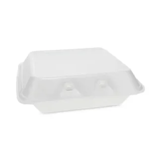 Pactiv Evergreen SmartLock Foam Hinged Lid Container, Small, 7.5 x 8 x 2.63, White, 150/Carton