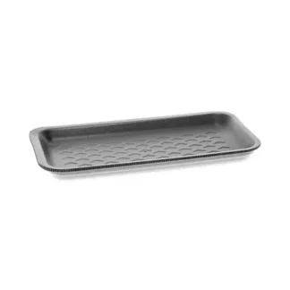 Pactiv Evergreen Supermarket Tray, #17S, 8.38 x 4.5 x 0.69, Black, Foam, 1,000/Carton