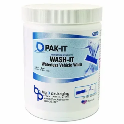 PAK-IT® Wash It Waterless Vehicle Wash, Breezy Scent - 20 Water-Soluble Packets per Jar, 12 Jars per Carton