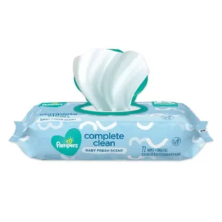 Pampers® Complete Clean Baby Wipes, Baby Fresh, White, 72 Wipes/Pack, 8 Packs/Carton