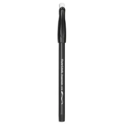 Paper Mate® Eraser Mate Ballpoint Pen, Stick, Medium 1 mm, Black Ink, Black Barrel, Dozen