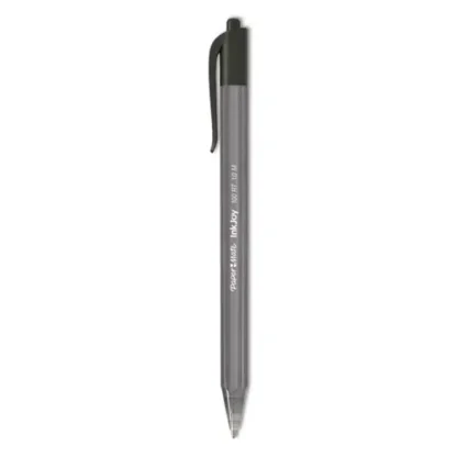 Paper Mate® InkJoy 100 RT Ballpoint Pen, Retractable, Medium Point, 1 mm, Black Ink, Smoke/Black Barrel, 20/Pack