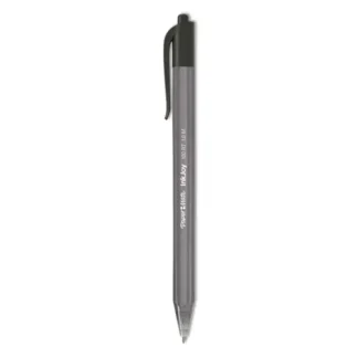 Paper Mate® InkJoy 100 RT Ballpoint Pen, Retractable, Medium, 1 mm, Black Ink, Smoke/Black Barrel, Dozen