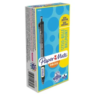 Paper Mate® InkJoy 300 RT Ballpoint Pen, Retractable, Medium, 1 mm, Black Ink, Black Barrel, Dozen
