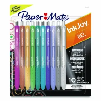 Paper Mate® InkJoy Metallic Gel Pen, Retractable, Medium Point, 0.8 mm, Assorted Ink Colors, 10 Pack