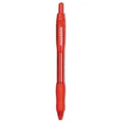 Paper Mate® Profile Ballpoint Pen, Retractable, Bold 1.4 mm, Red Ink, Translucent Red Barrel, Dozen