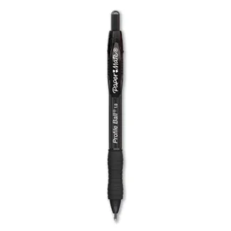 Paper Mate® Profile Ballpoint Pen, Retractable, Medium, 1 mm, Black Ink, Translucent Black Barrel, Dozen