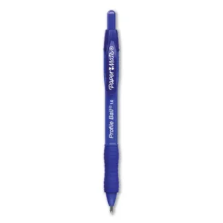 Paper Mate® Profile Ballpoint Pen, Retractable, Medium, 1 mm, Blue Ink, Translucent Blue Barrel, 4/Pack