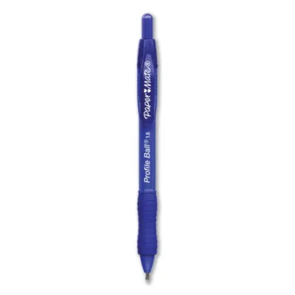 Paper Mate® Profile Ballpoint Pen, Retractable, Medium, 1 mm, Blue Ink, Translucent Blue Barrel, 4/Pack