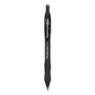 Paper Mate® Profile Gel Pen, Retractable, Medium 0.7 mm, Black Ink, Translucent Black Barrel, Dozen